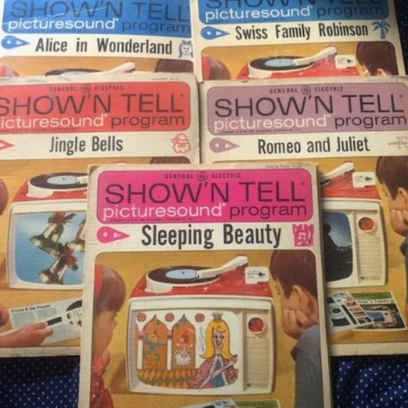 Lot of 5 Vintage 1960's GE Show N Tell Viewer Picturesound Program Toy Records - Picture 1 of 7